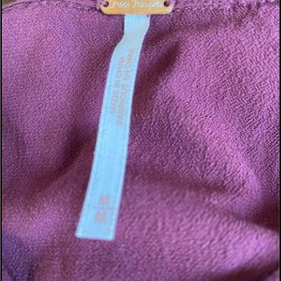 Free People Burgundy Wine Layered Bell Sleeve Top Sz Medium. - Picture 4 of 5